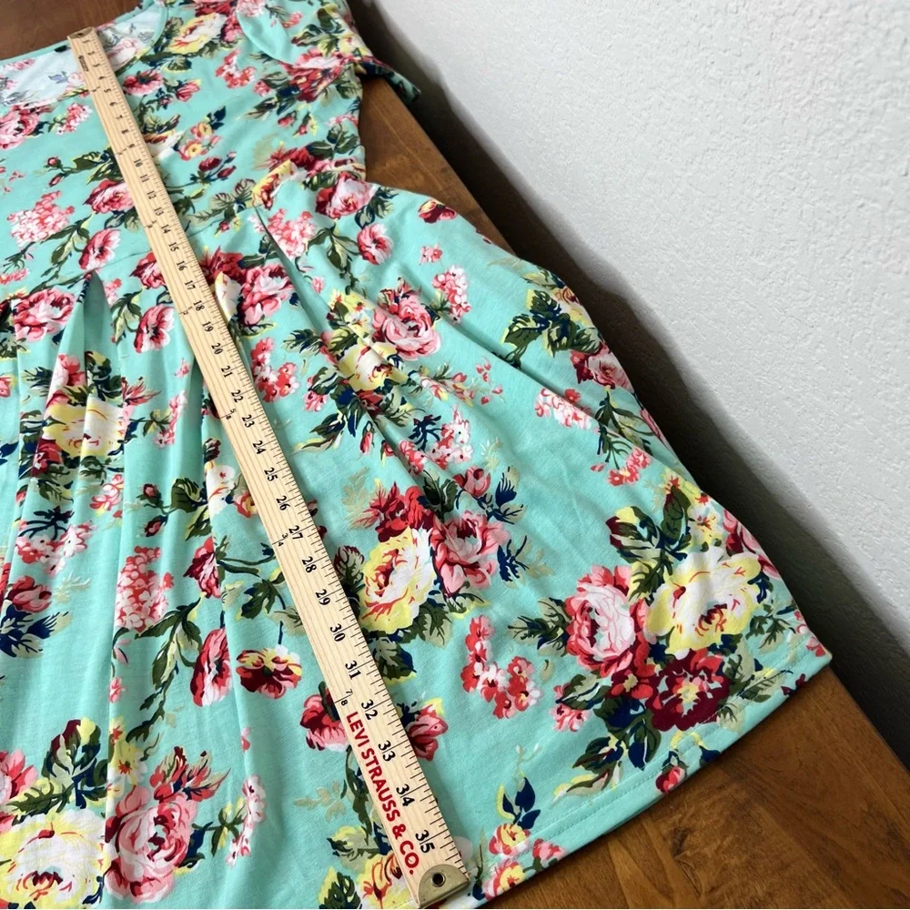 Women's Size XL Short Sleeve Pleated‎ Casual Shirt Floral Dress NWOT - Picture 9 of 13